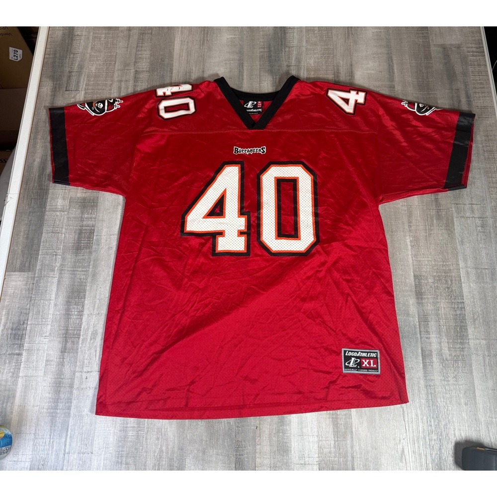 Vintage Logo Athletic Mike Alstott Tampa Bay Buccaneers Jersey Red XL NFL 40